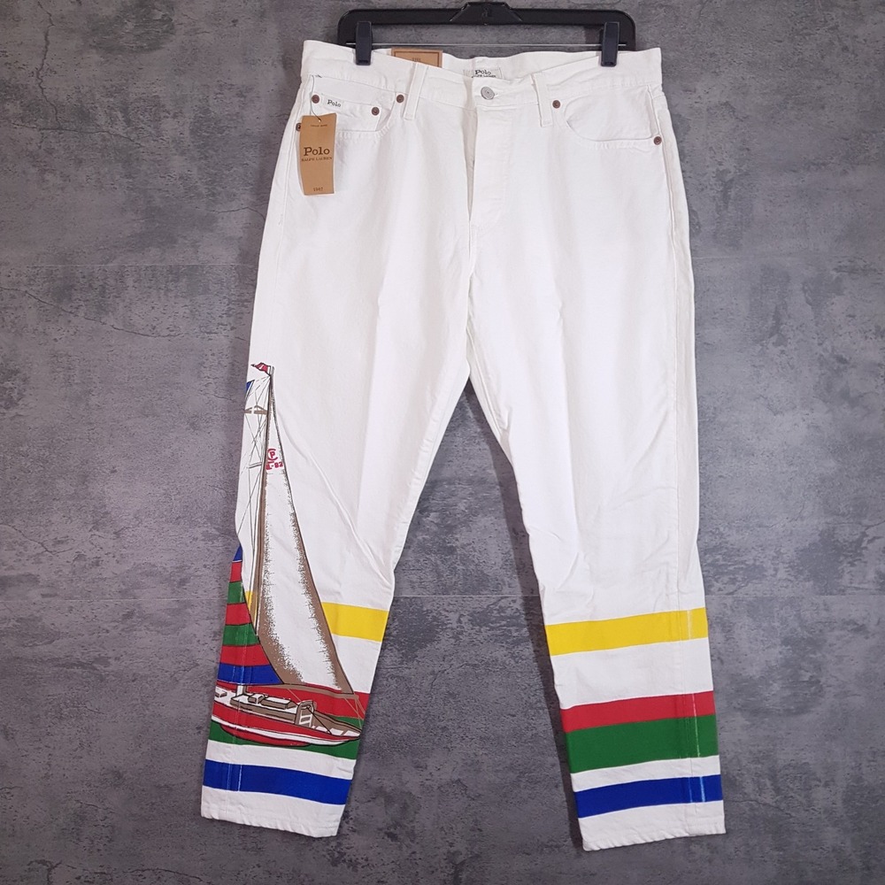 POLO RALPH LAUREN Avery Boyfriend CP-93 Sail Boat Jeans Womens 30 R White
